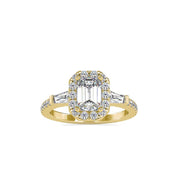 1.25 Carat Emerald Cut Engagement Halo Solitaire Ring