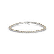 Dual Tone Round Cut Lab Grown Diamond Tennis Bracelet