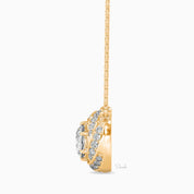 Lab Grown Round Cut Diamond Flower Pendant Necklace