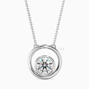 0.75 Carats Round Cut Lab Grown Diamond Circle Pendant Necklace