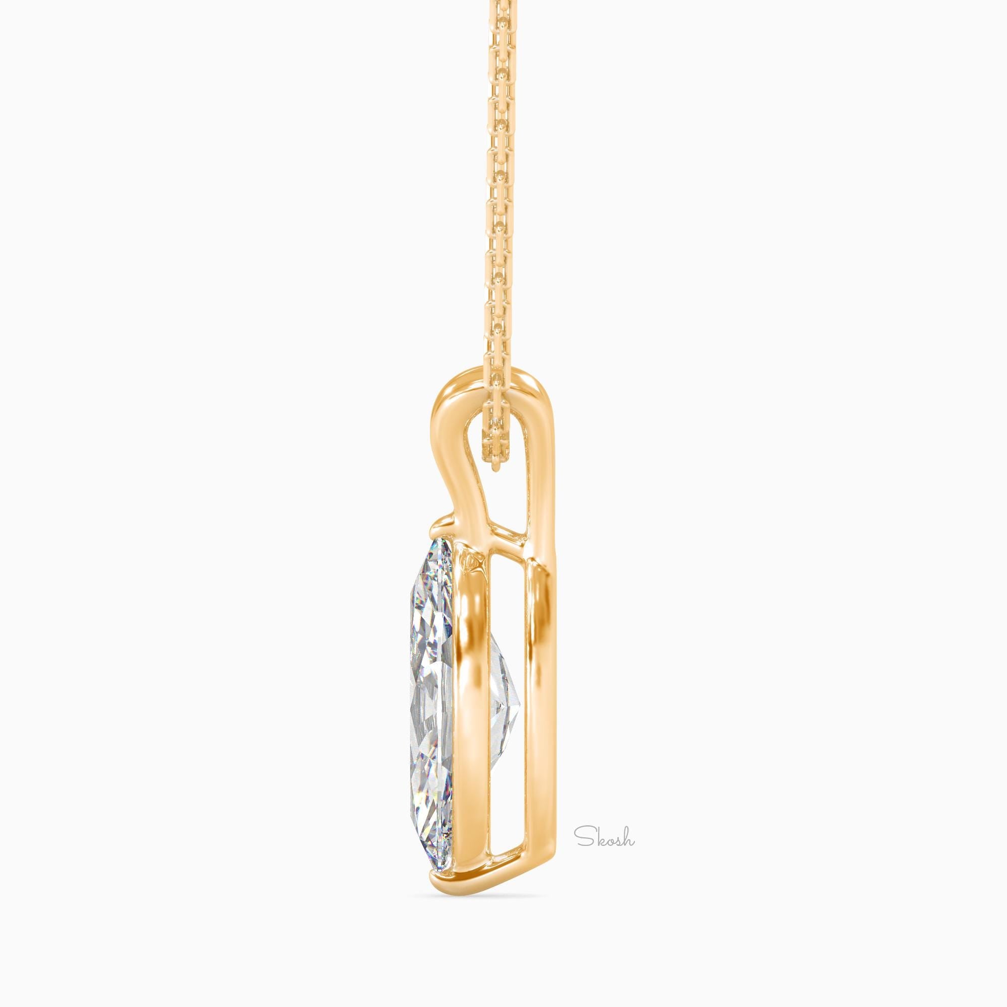 1 CTW Marquise Cut Lab Grown Diamond Solitaire Pendant Necklace