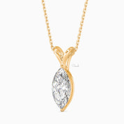 1 CTW Marquise Cut Lab Grown Diamond Solitaire Pendant Necklace