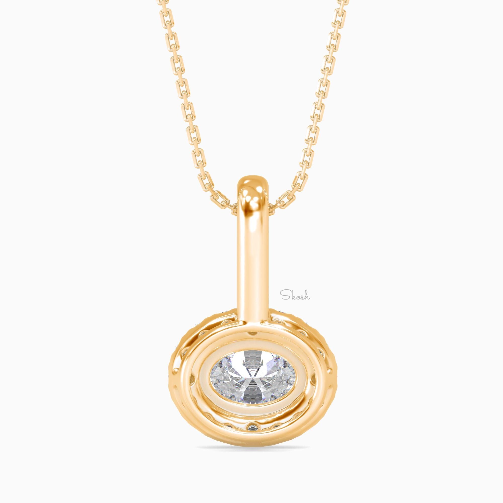 1 CTW Round Cut Halo Diamond Pendant Necklace