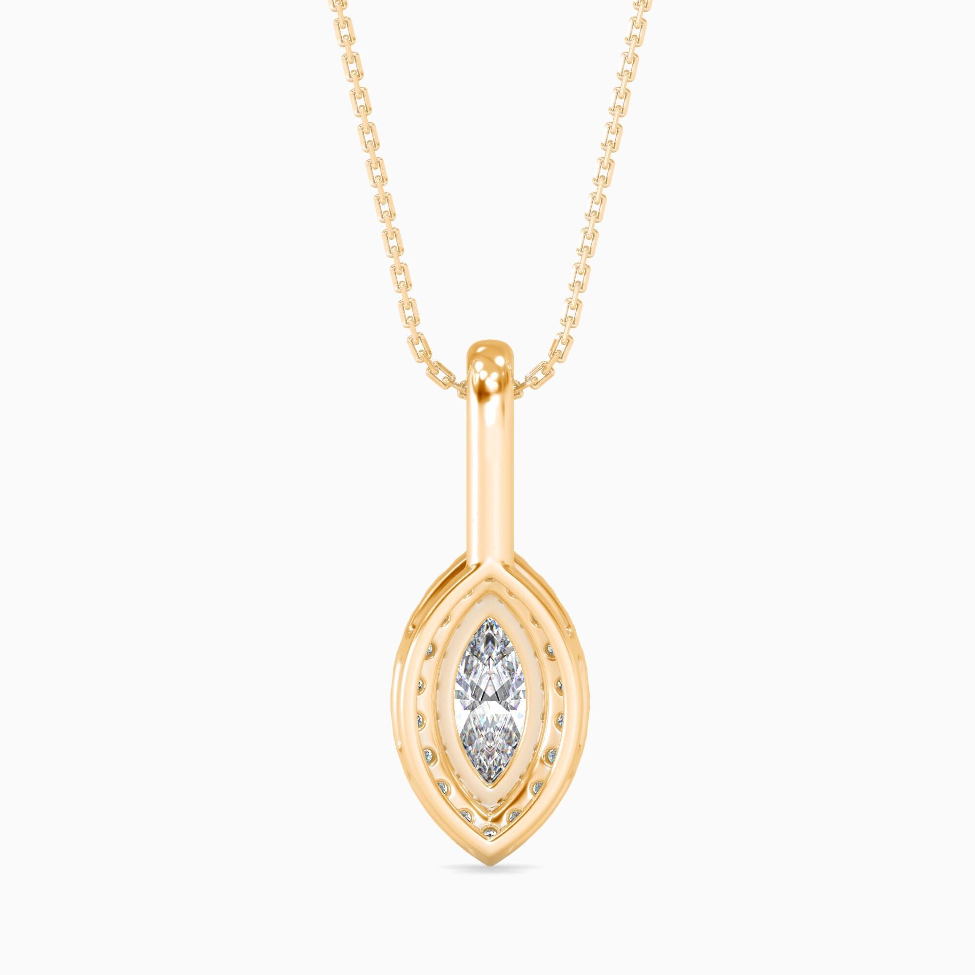 1 CTW Marquise Cut Lab Grown Diamond Solitaire Pendant Necklace