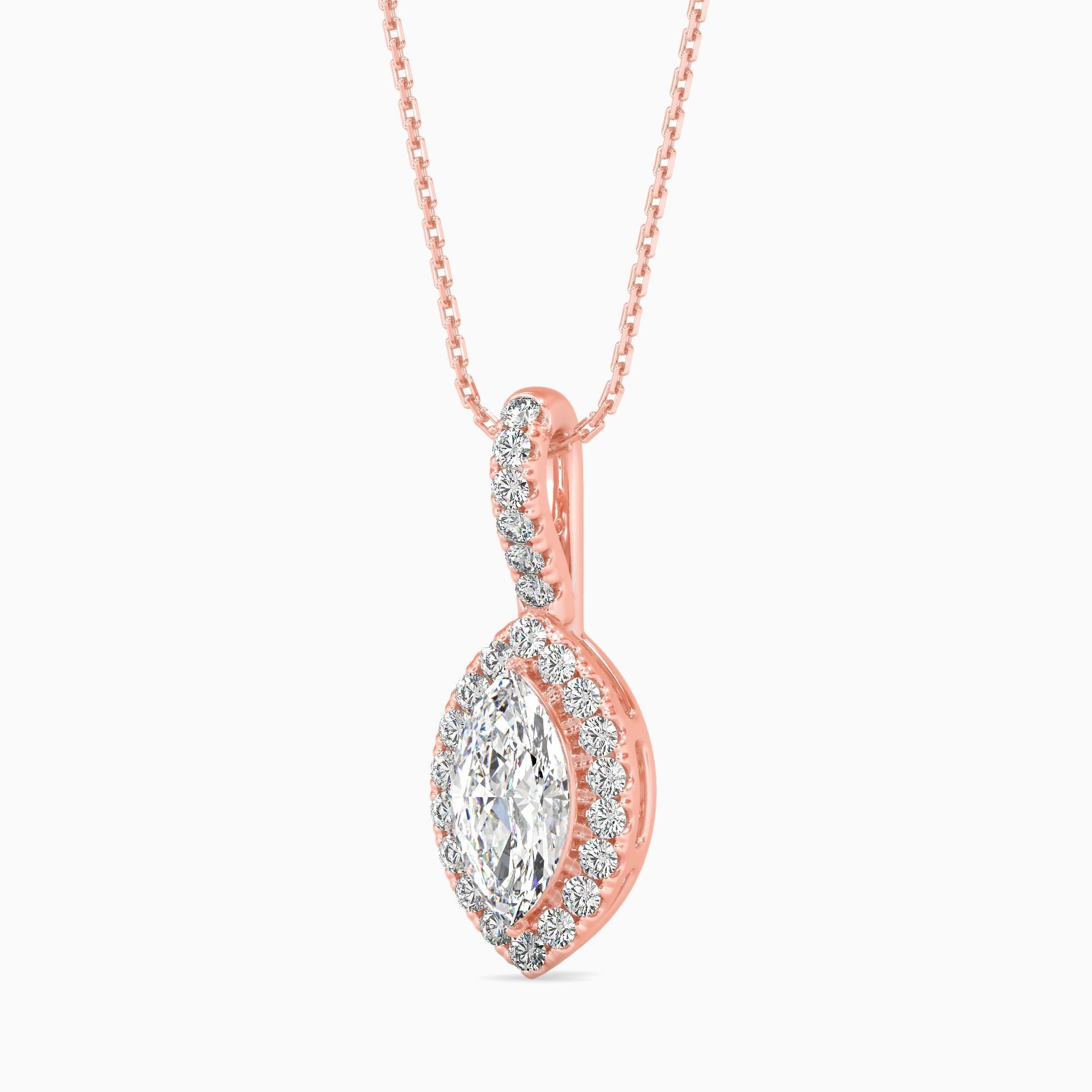 1 CTW Marquise Cut Lab Grown Diamond Solitaire Pendant Necklace