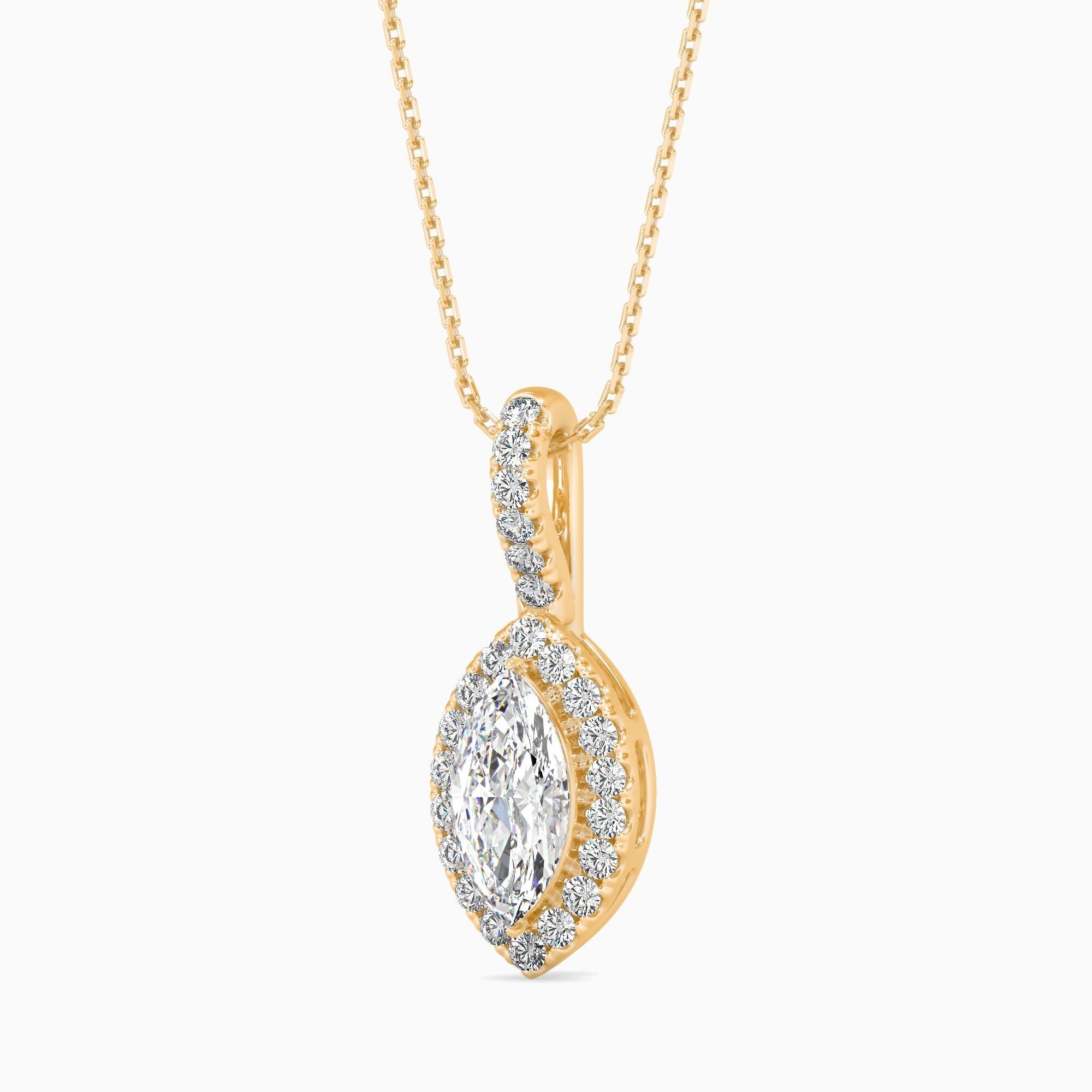 1 CTW Marquise Cut Lab Grown Diamond Solitaire Pendant Necklace