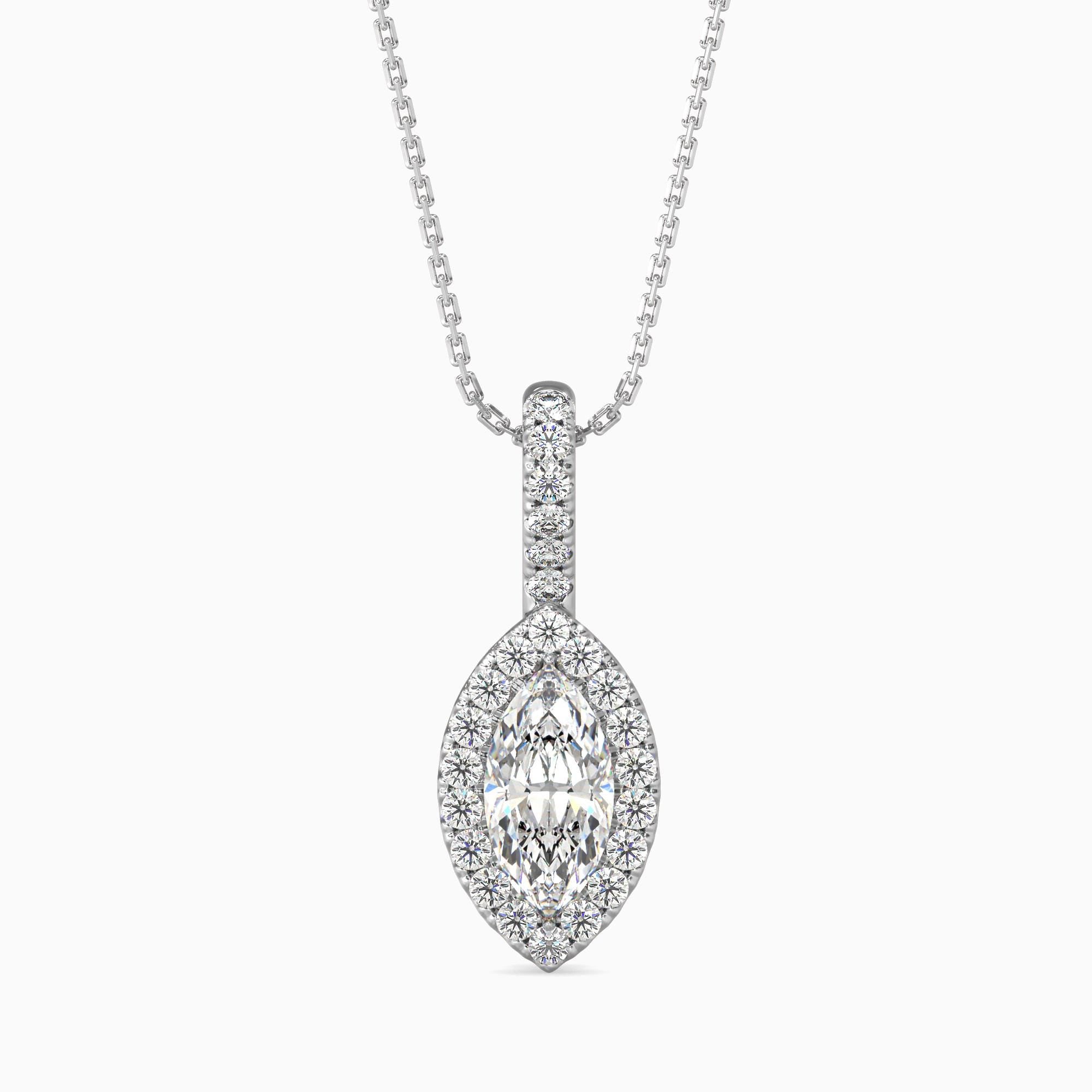 1 CTW Marquise Cut Lab Grown Diamond Solitaire Pendant Necklace