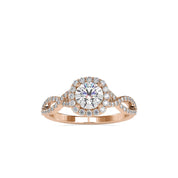 1.20 TCW Round Cut Lab Grown Diamond Engagement Wedding Ring with Wavy Diamond Band