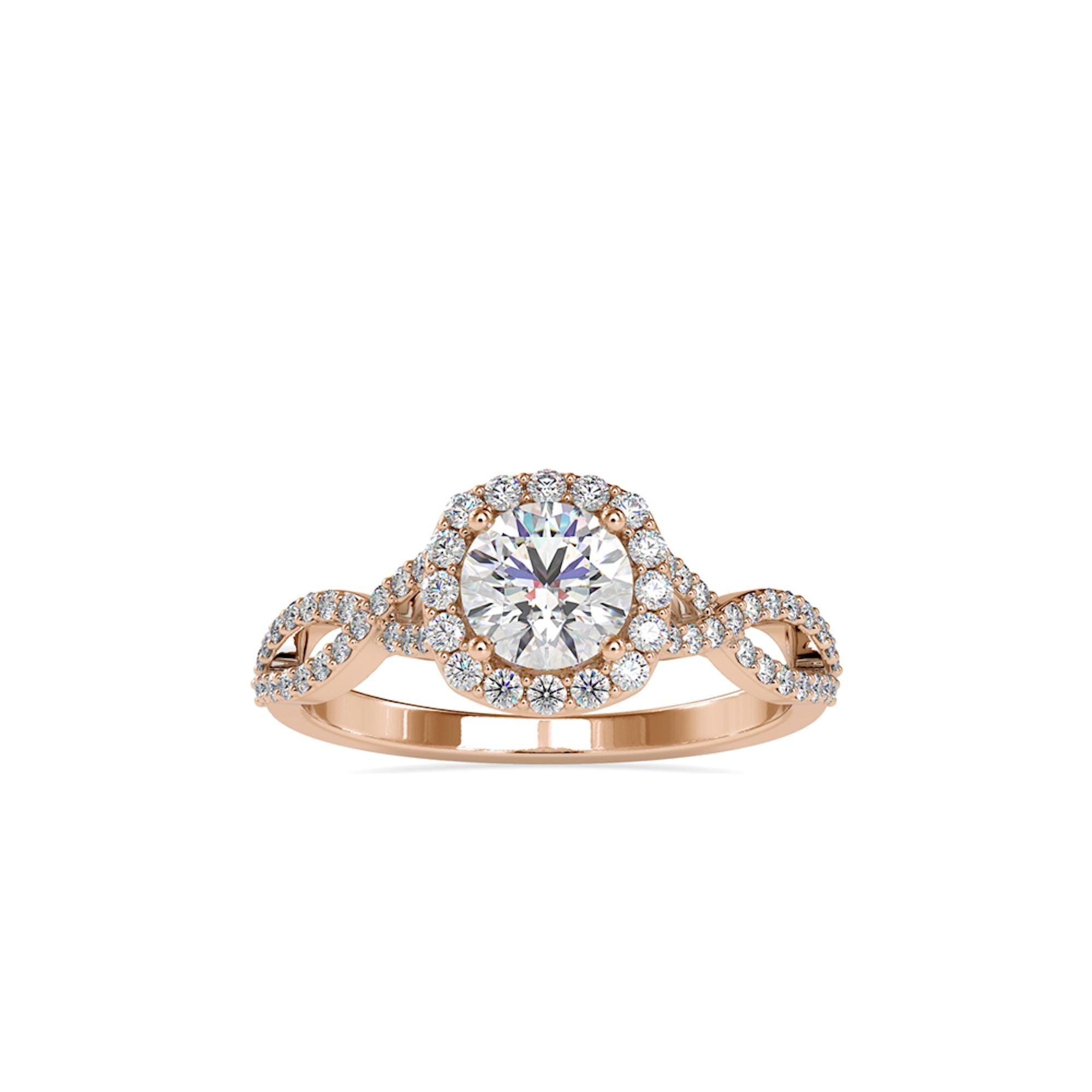 1.20 TCW Round Cut Lab Grown Diamond Engagement Wedding Ring with Wavy Diamond Band