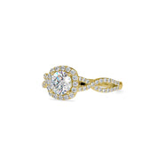 1.20 TCW Round Cut Lab Grown Diamond Engagement Wedding Ring with Wavy Diamond Band