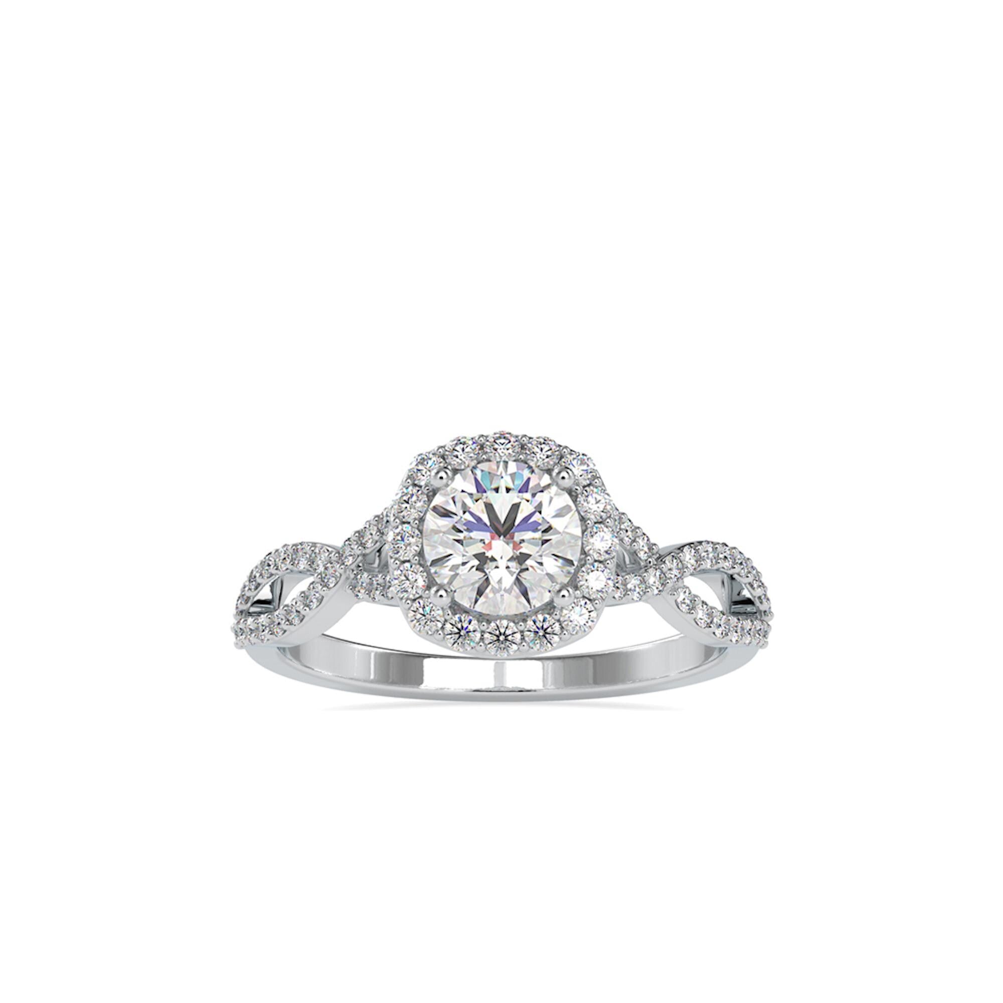Lab Grown Diamond Engagement Ring 14K Gold Round Cut