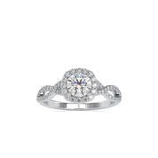 1.20 TCW Round Cut Lab Grown Diamond Engagement Wedding Ring with Wavy Diamond Band