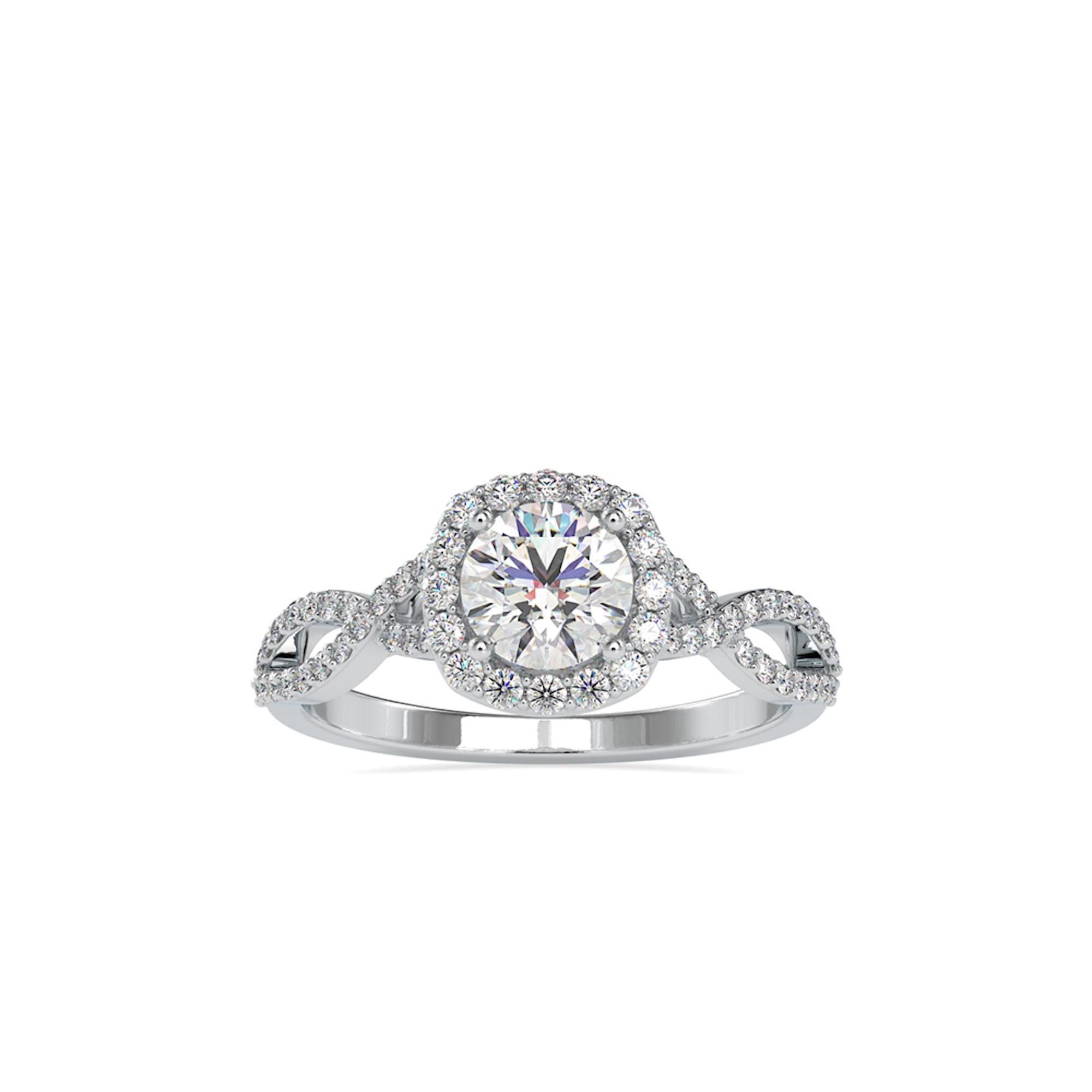 1.20 TCW Round Cut Lab Grown Diamond Engagement Wedding Ring with Wavy Diamond Band