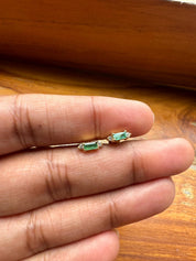 Gold Green Emerald Diamond Studs