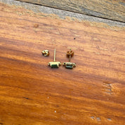 Gold Green Emerald Diamond Studs