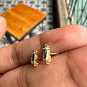 Minimal Tiny Blue Sapphire Diamond Studs