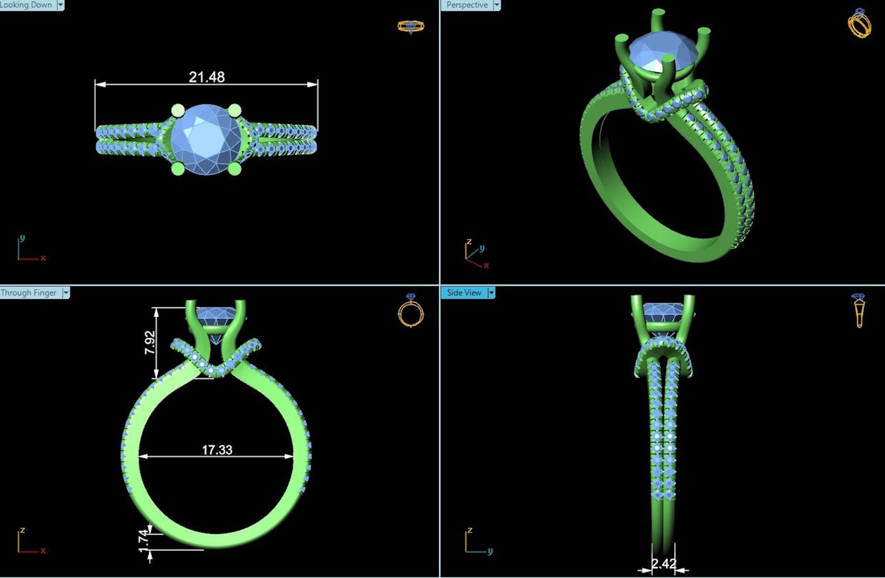 Round Cut Moissanite 1.49 TCW Engagement Wedding Ring