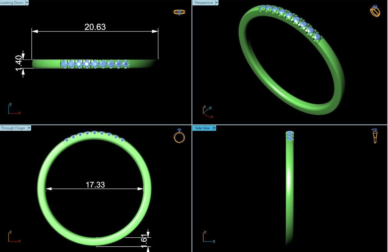 Round Lab Grown Diamond Half Eternity Wedding Band