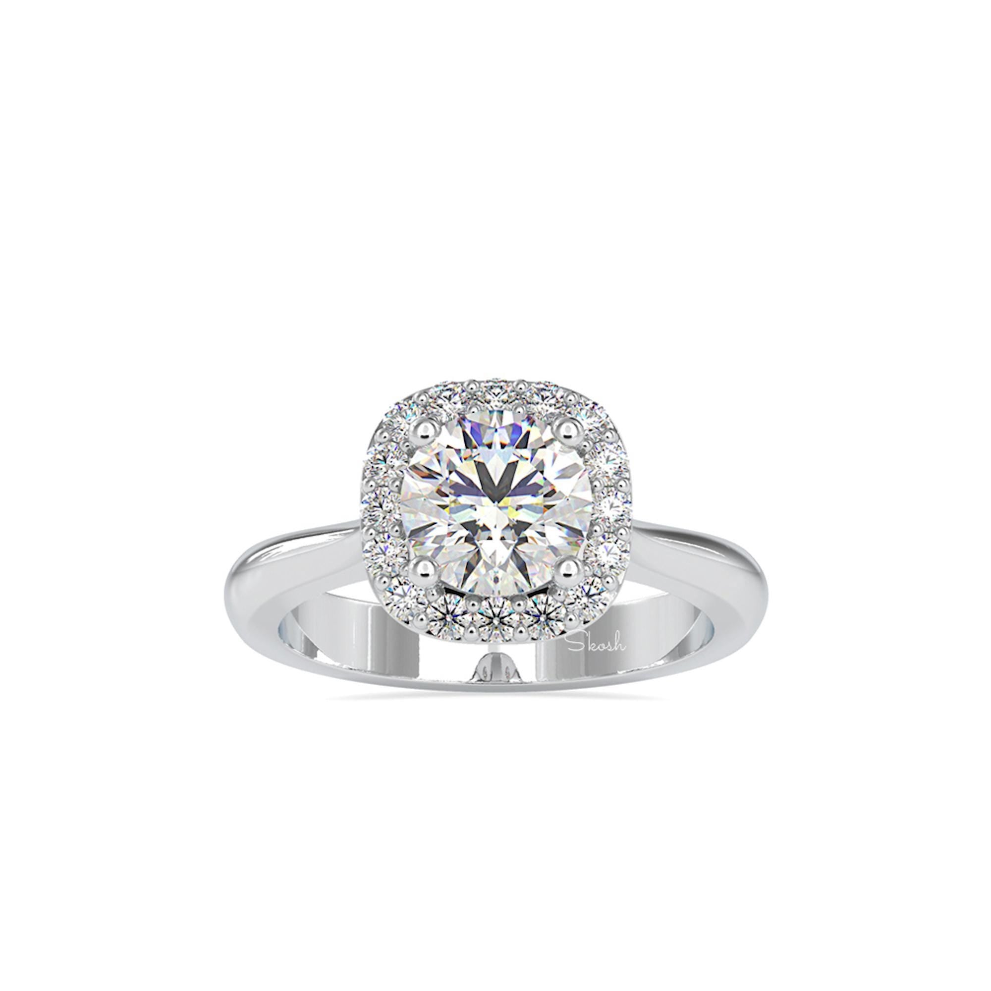 1.57 TCW Hidden Halo Round Cut Moissanite Engagement Ring