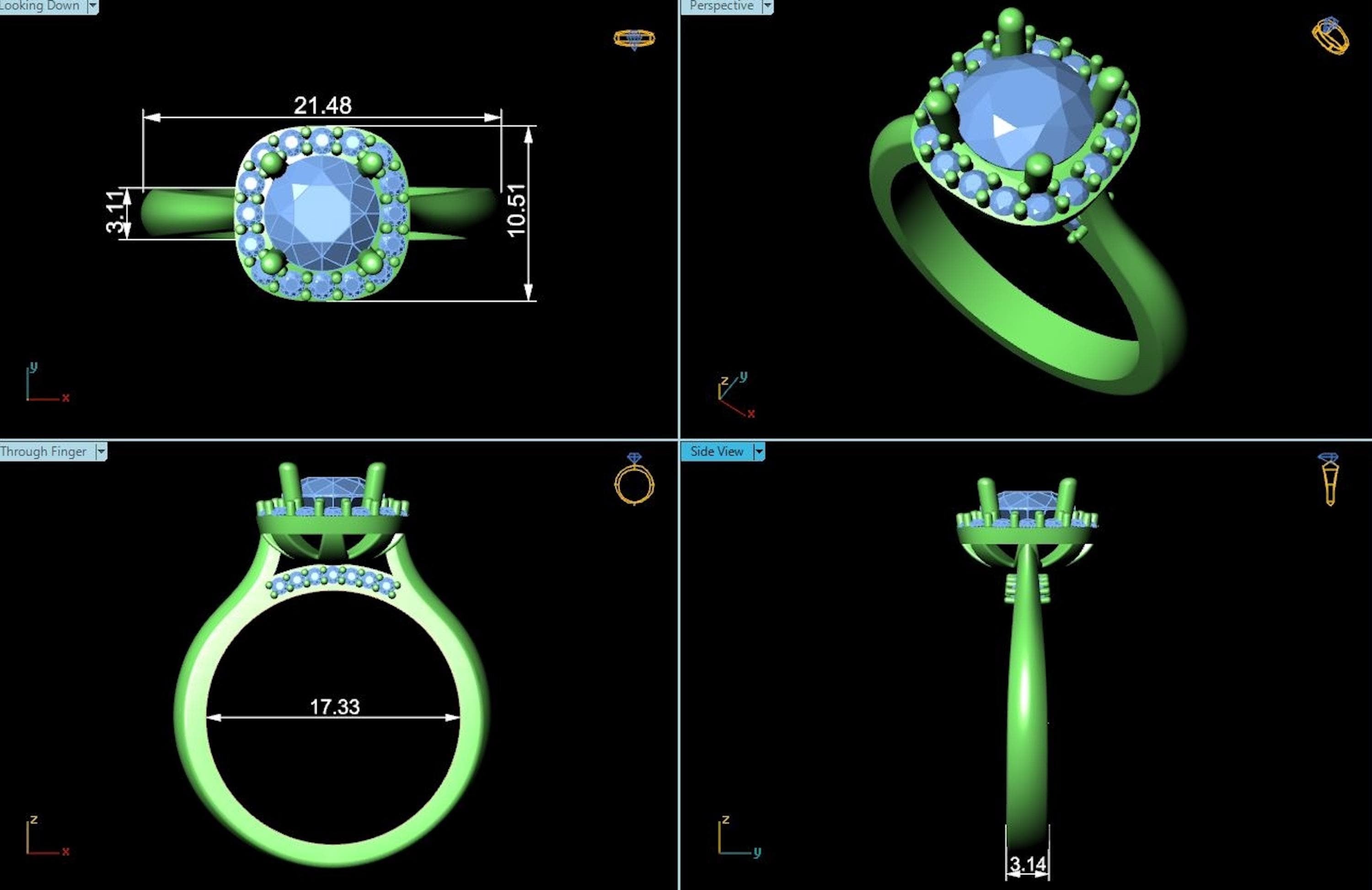 1.57 TCW Hidden Halo Round Cut Moissanite Engagement Ring