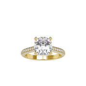 Square Cushion Cut Lab Grown Pave Diamond Engagement Ring