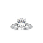 Square Cushion Cut Lab Grown Pave Diamond Engagement Ring