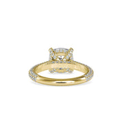 Square Cushion Cut Lab Grown Pave Diamond Engagement Ring