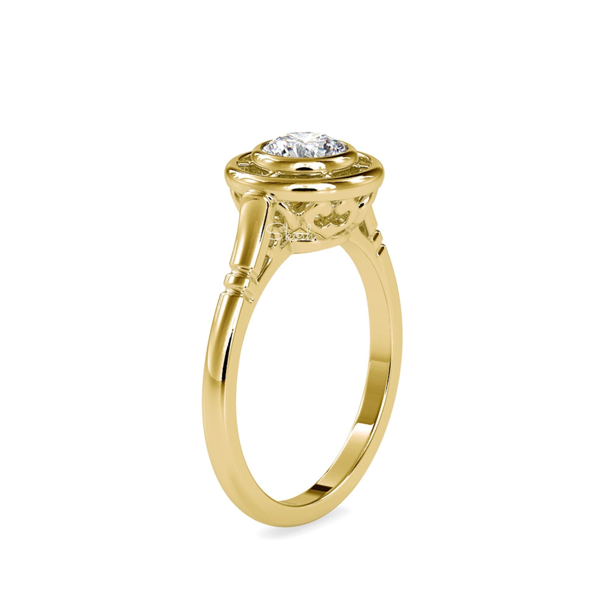 0.50 TCW Round Cut Moissanite Filigree Engagement Ring