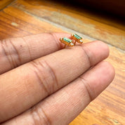 Gold Green Emerald Diamond Studs