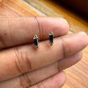 Minimal Tiny Blue Sapphire Diamond Studs