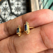 Minimal Tiny Blue Sapphire Diamond Studs