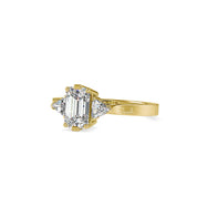 Lab Grown Diamond Engagement Emerald Cut Trillion Ring