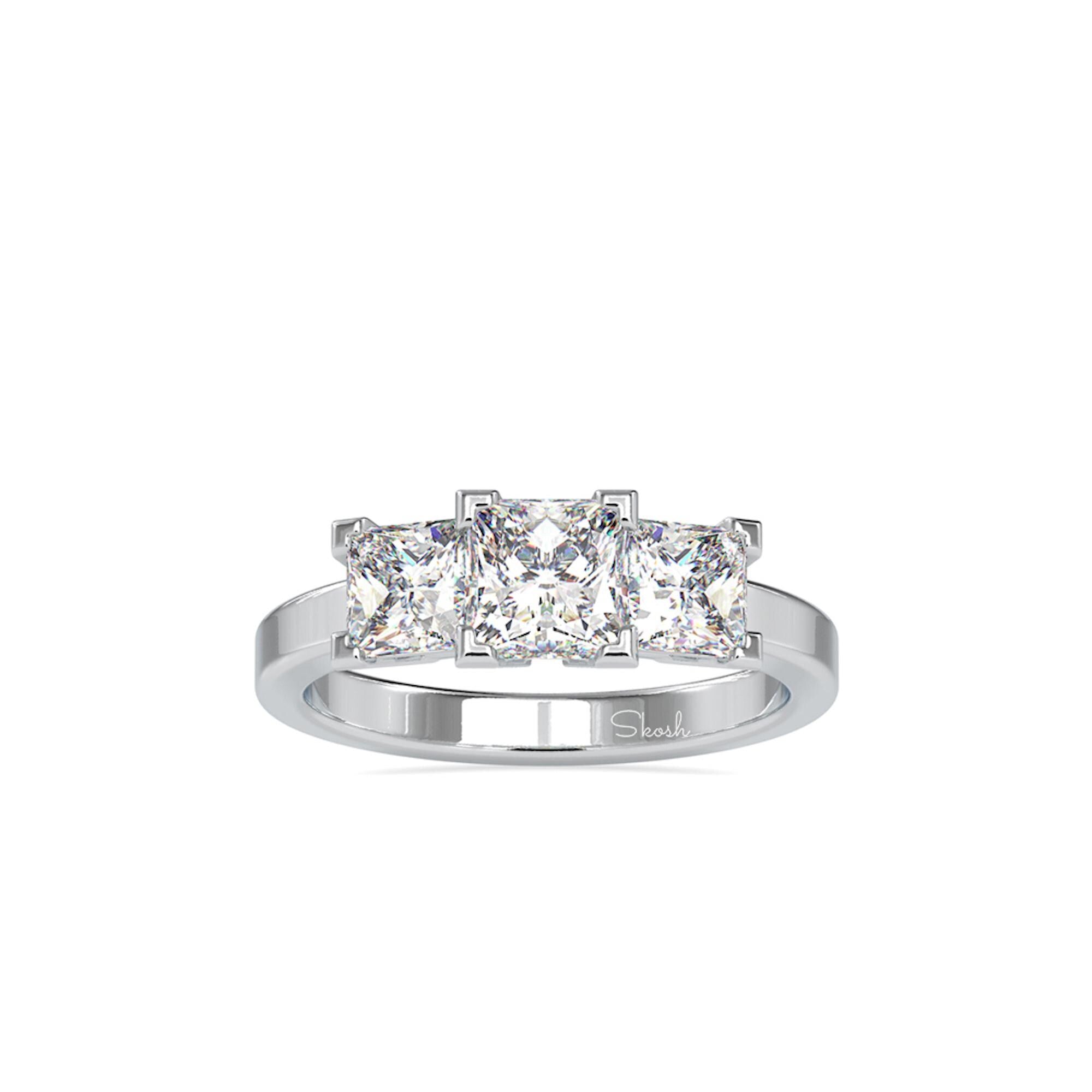 2.90 TCW Princess Cut Lab Grown Diamond Wedding Ring
