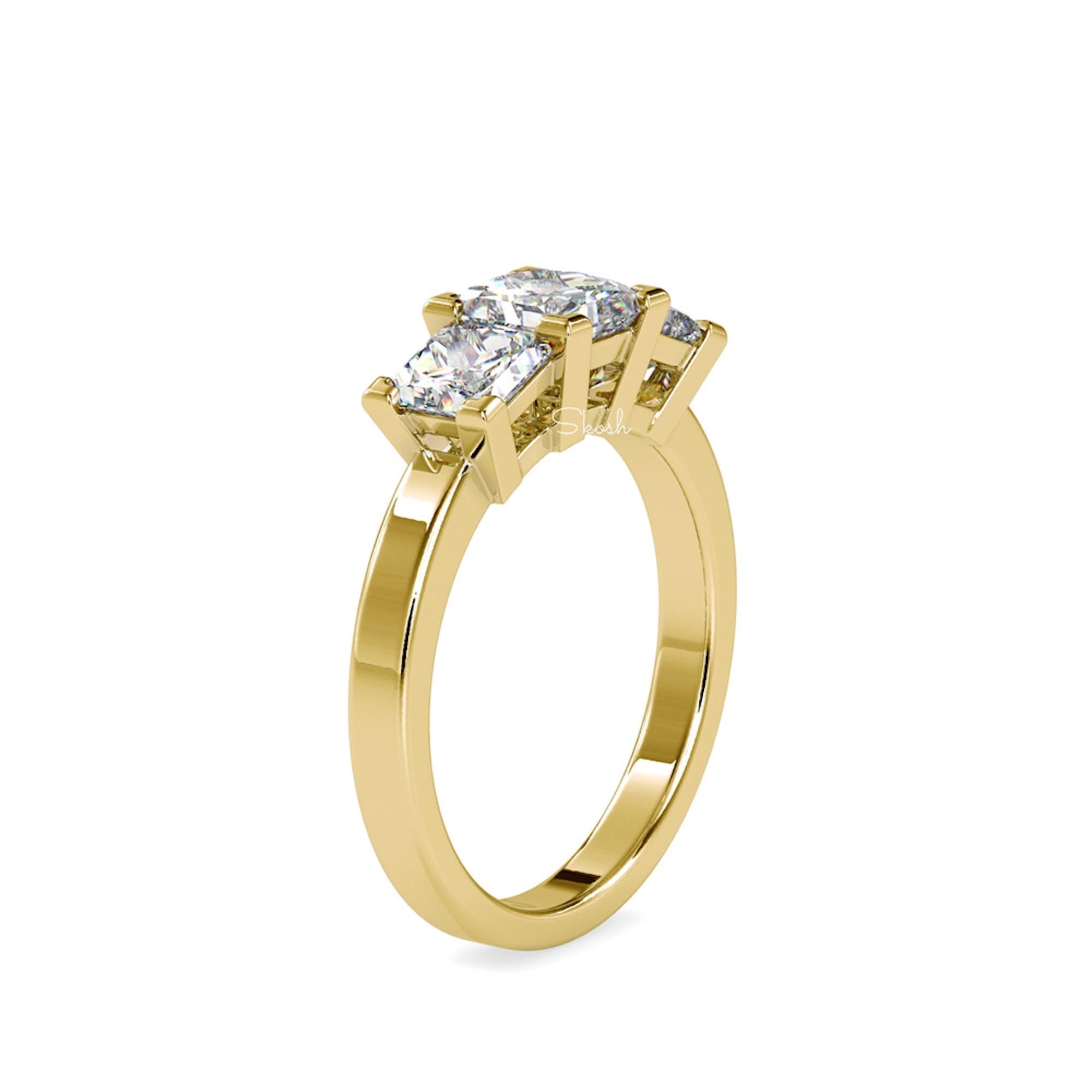 2.90 TCW Princess Cut Lab Grown Diamond Wedding Ring