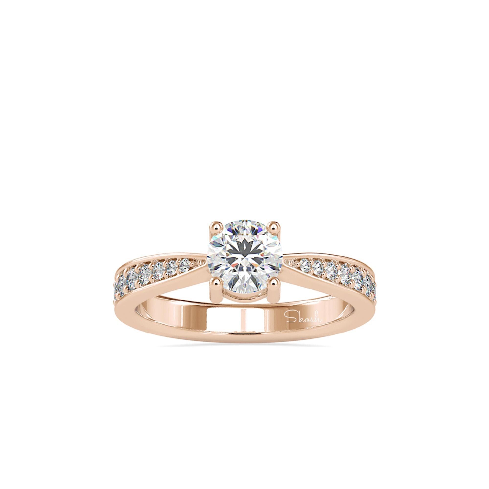 0.83 TCW Round Cut Lab Grown Diamond Engagement Solitaire Ring