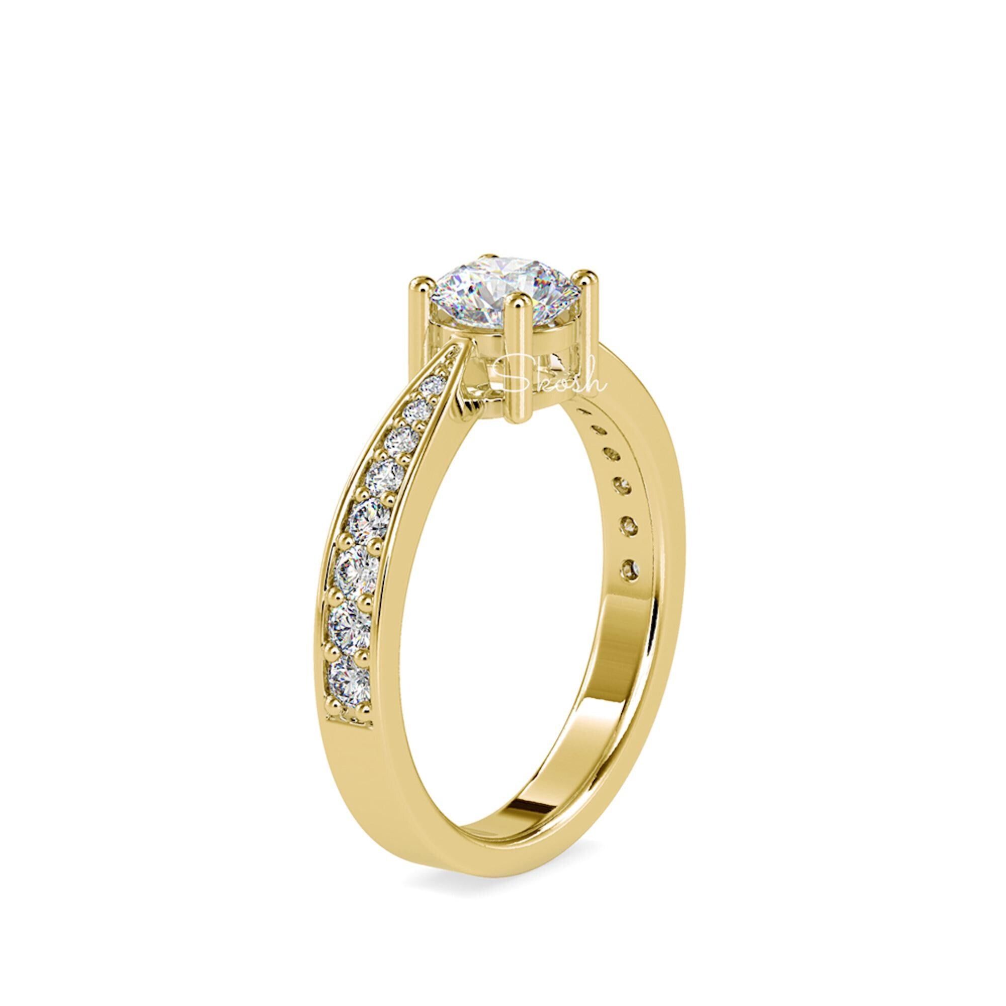 0.83 TCW Round Cut Lab Grown Diamond Engagement Solitaire Ring