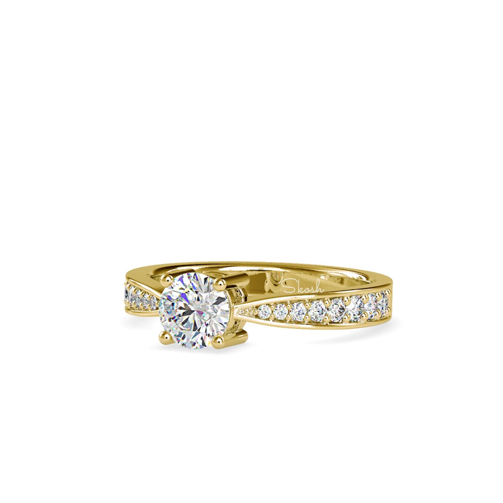 0.83 TCW Round Cut Lab Grown Diamond Engagement Solitaire Ring