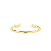 Gold Baguette Double Diamond Open Cuff Stacking Ring