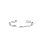 Gold Baguette Double Diamond Open Cuff Stacking Ring