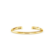 Gold Baguette Double Diamond Open Cuff Stacking Ring