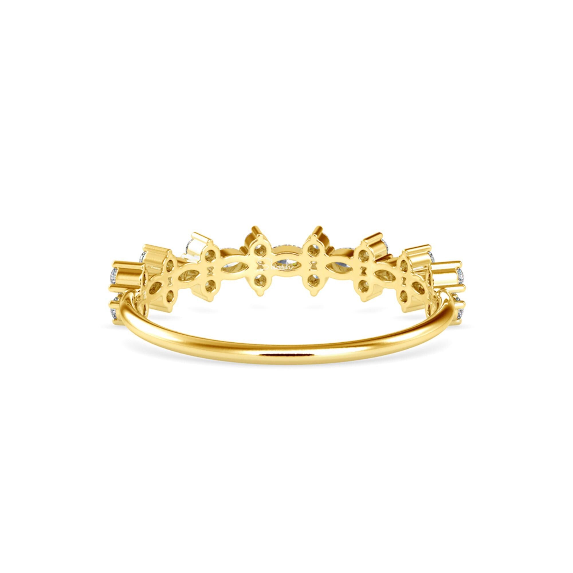 Minimal Marquise Round Cut Lab Grown Diamond Wedding Band