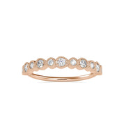 Round Cut Lab Grown Diamond Wedding Band with Fancy Bezel