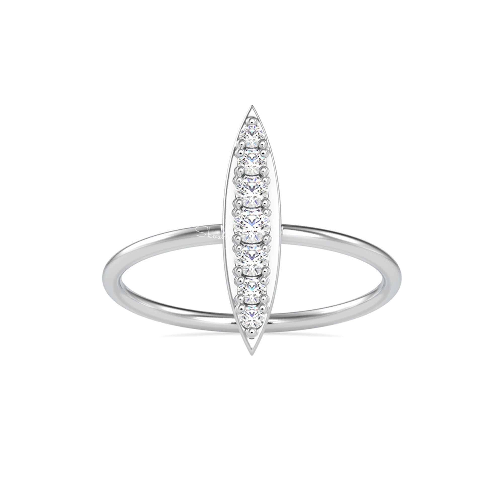 Tapered Bar Ring with Round Cut Lab Grown Diamonds