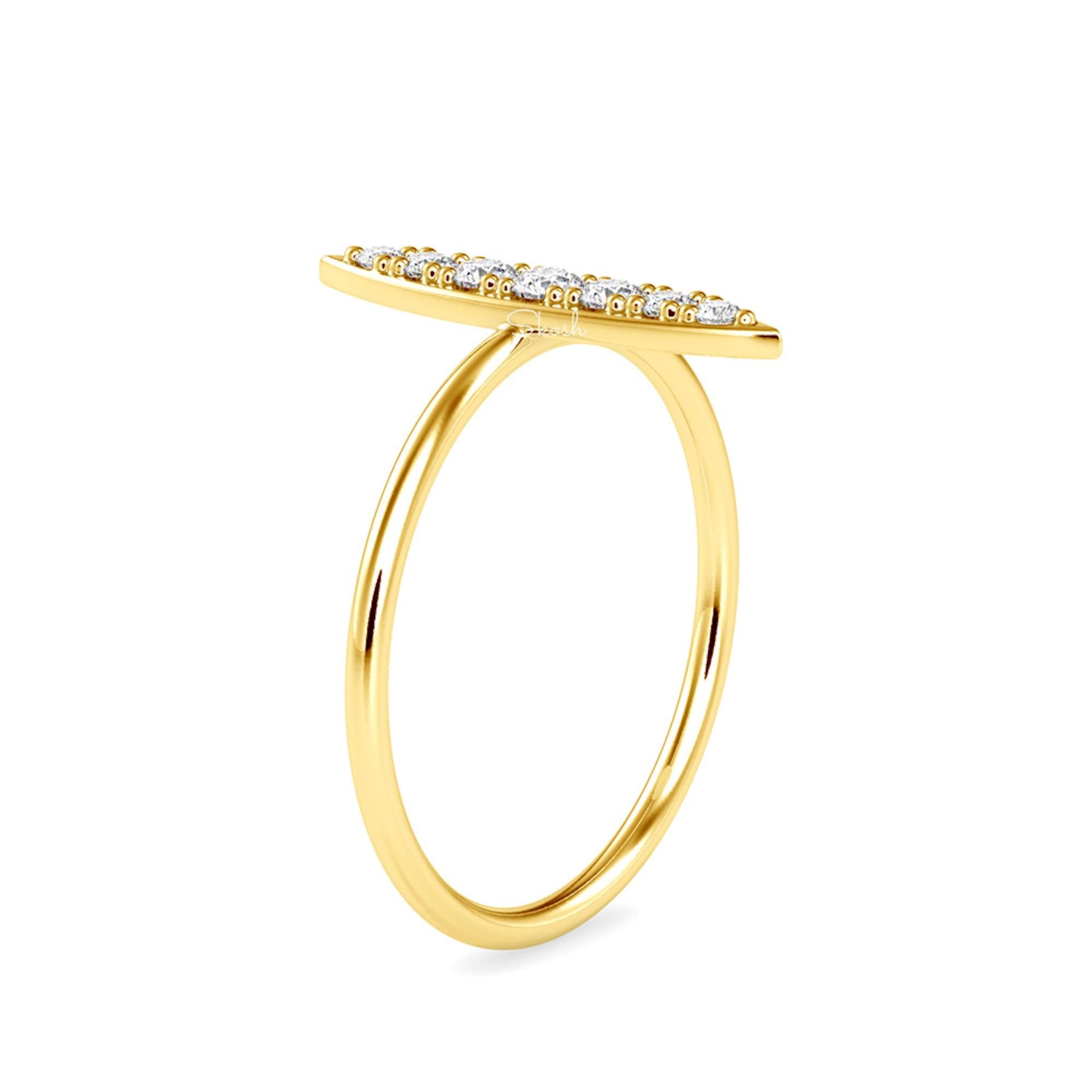 Tapered Bar Ring with Round Cut Lab Grown Diamonds