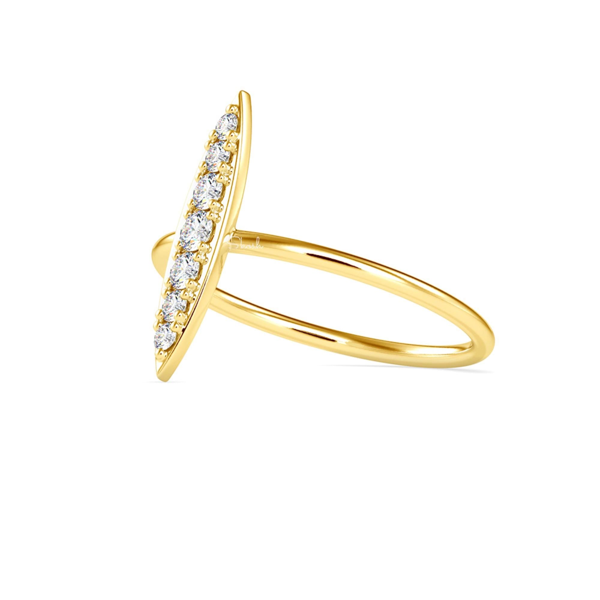 Tapered Bar Ring with Round Cut Lab Grown Diamonds