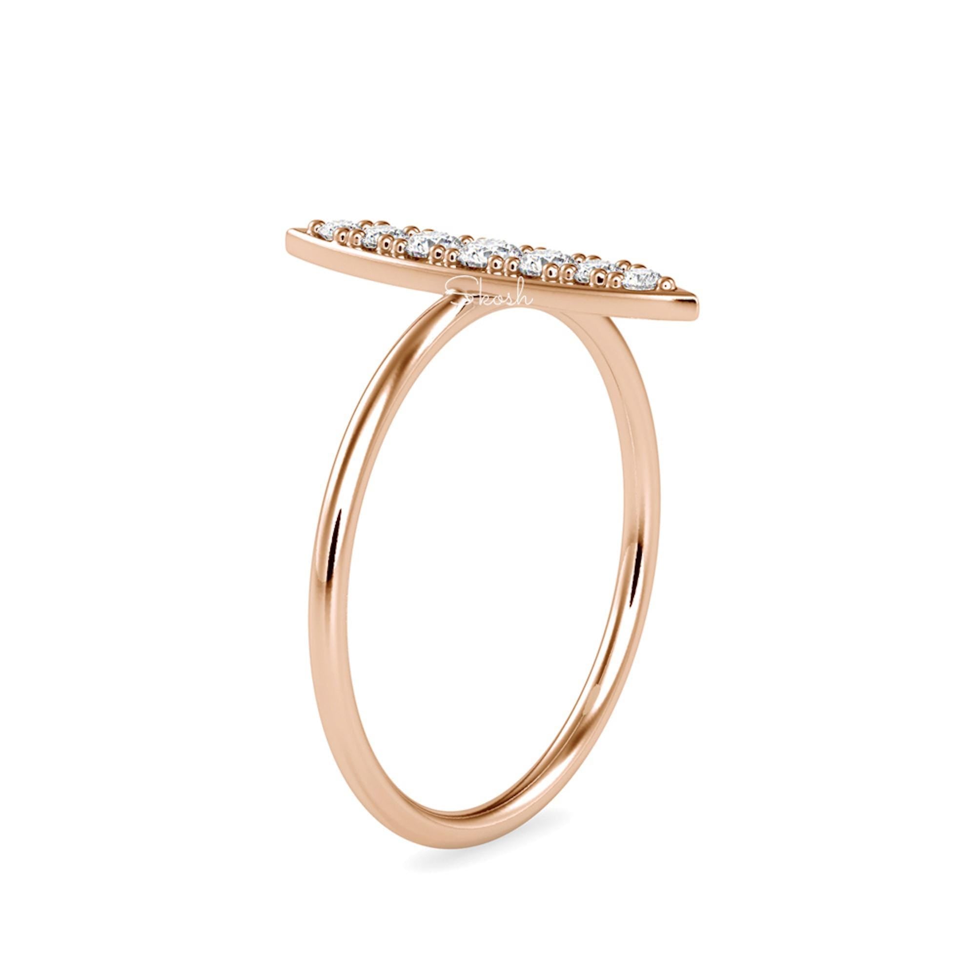 Tapered Bar Ring with Round Cut Lab Grown Diamonds
