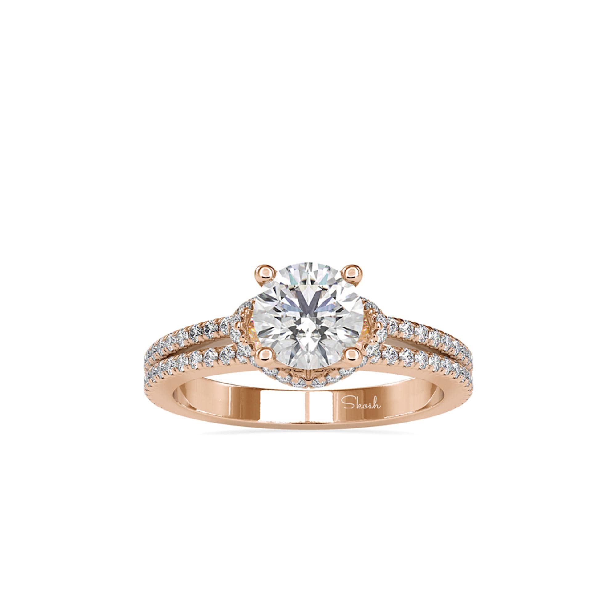 High-Set Round Cut Lab Grown Diamond Engagement Wedding Ring