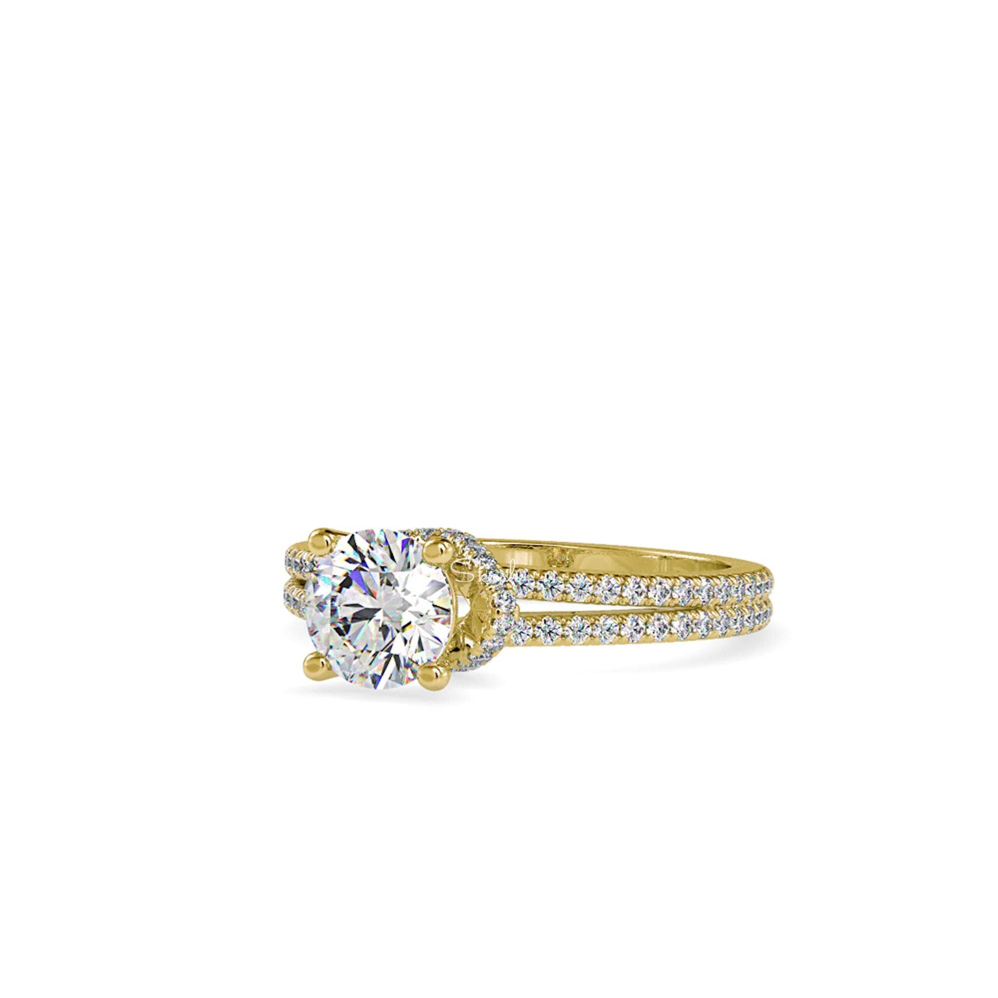 High-Set Round Cut Lab Grown Diamond Engagement Wedding Ring