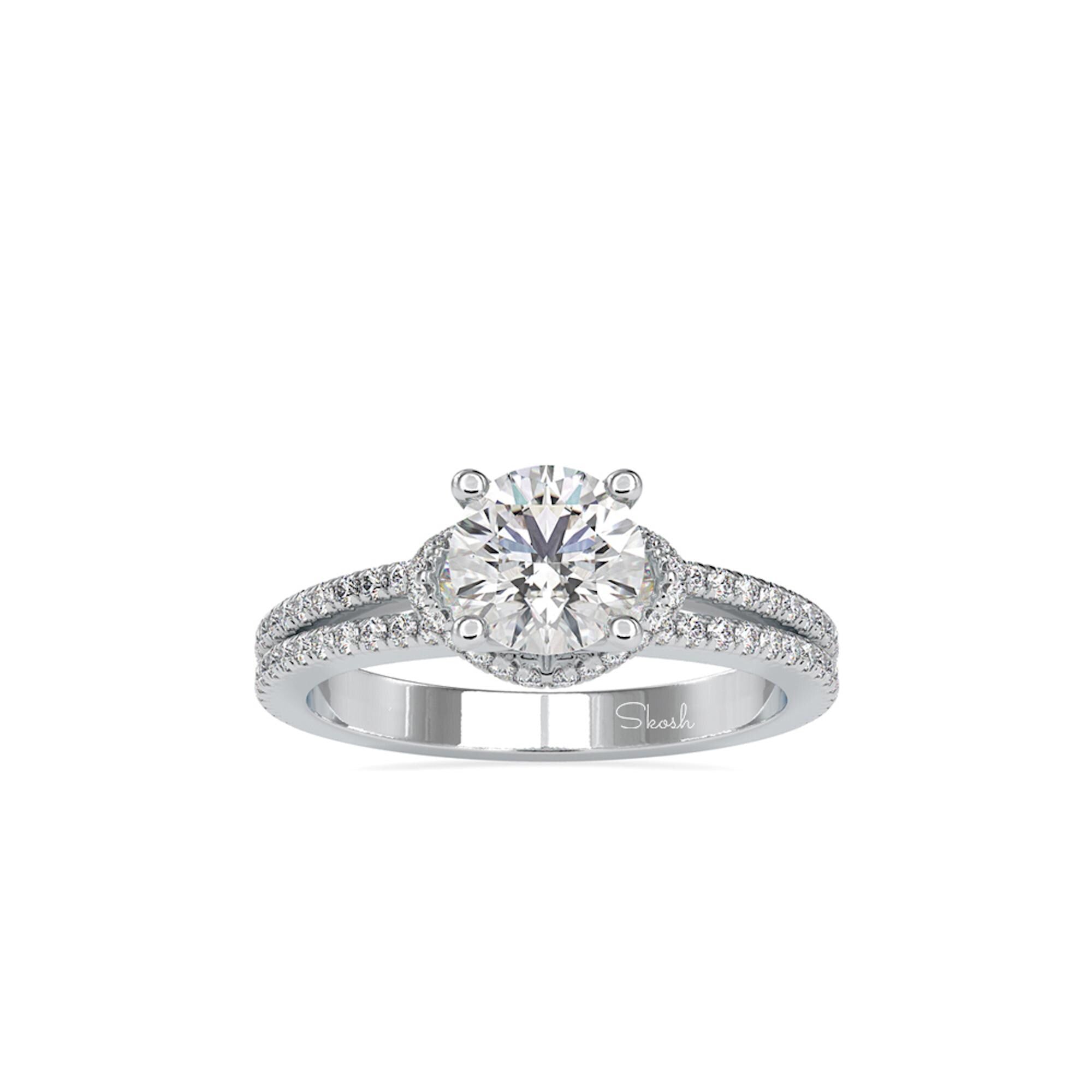 High-Set Round Cut Lab Grown Diamond Engagement Wedding Ring