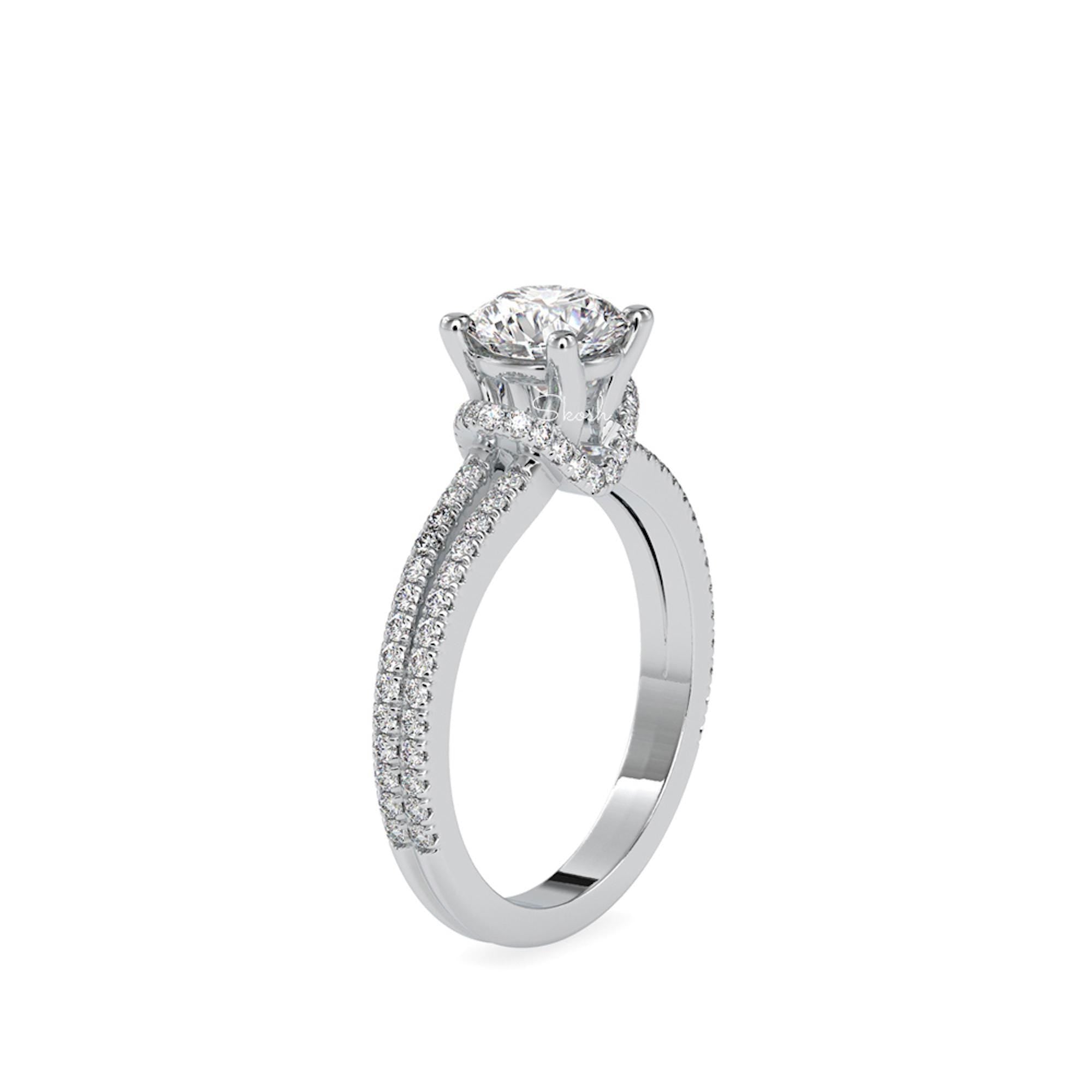 High-Set Round Cut Lab Grown Diamond Engagement Wedding Ring